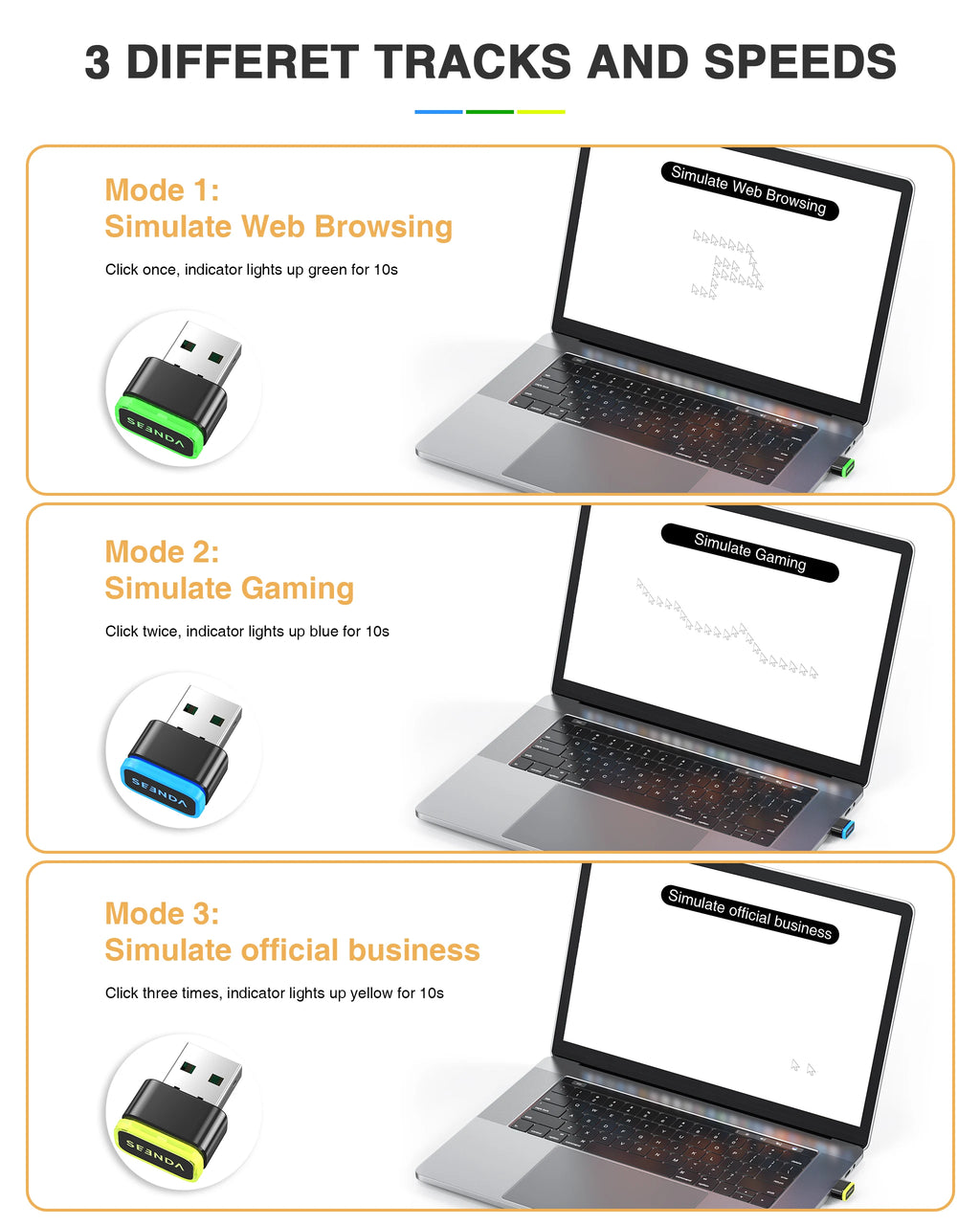 Mouse Jiggler Seenda Dk16 Mover Simulador De Mouse Usb