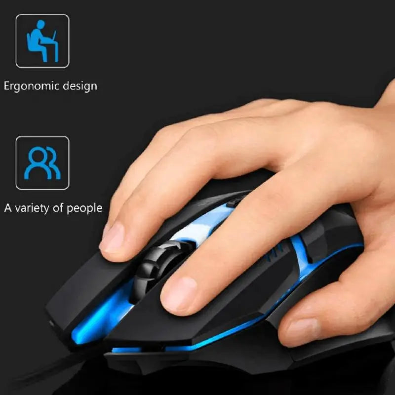 Mouse Gamer Ergonómico Retroiluminado RGB Con Cable USB