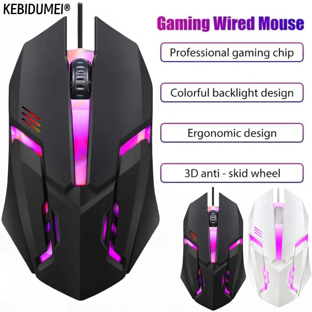 Mouse Gamer Cableado 5000 DPI Silencioso Con Luces Para PC Laptop